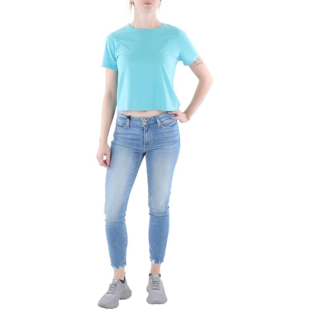 MONROW Womens Aqua Short Sleeve Crew Neck T-Shirt S